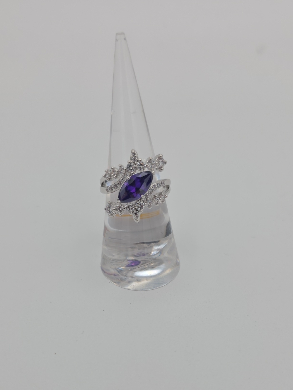 Elegant Dark Purple CZ Ring